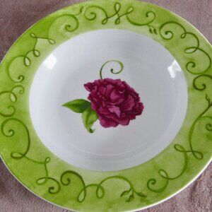 WESTBURY COURT FINE PORCELAIN DISH "LYRICAL BLOOMS" 20" ACROSS W/COLORFUL FLOWER
